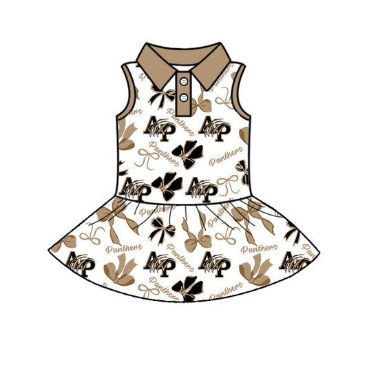 6.11 Khaki Sleeveless Button Bow Dress