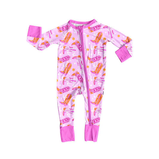 7.14Preorder (moq 5)Baby Girls Long Sleeves Pink Bows Candy Cane Plaid Zipper Romper