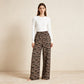 NEW RTS NO MOQ milk silk P1129 Adult Women Bats Leopard Halloween Pockets Flare Pants Bottom
