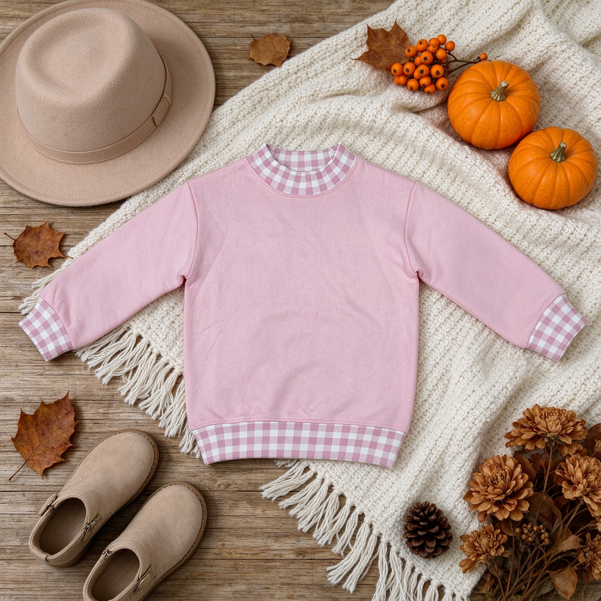 NEW RTS NO MOQ fleece GT1798 Baby Girls Pink Long Sleeve Sweater Fall T-shirts Top