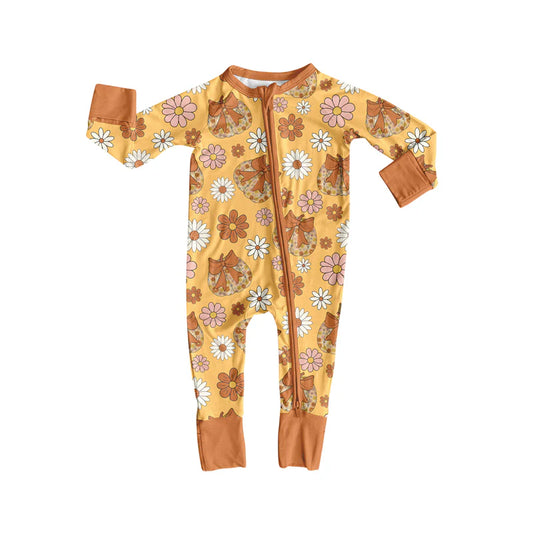 7.14Preorder (moq 5)Baby Girls Long Sleeves Pink Bows Candy Cane Plaid Zipper Romper