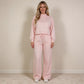 NEW RTS NO MOQ milk silk GLP3415 Adult Women Peach Choker Top Pockets Flare Pants Fall Pajamas Clothes Sets