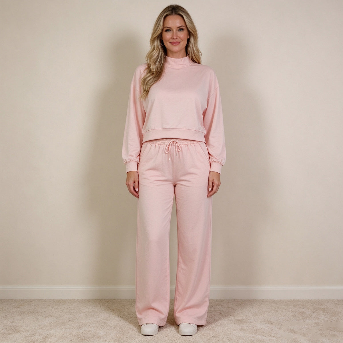 NEW RTS NO MOQ milk silk GLP3415 Adult Women Peach Choker Top Pockets Flare Pants Fall Pajamas Clothes Sets