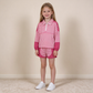 NEW RTS NO MOQ yoga fabric GLS0106 (GT1715+SS0949) Yoga Baby Girls Pink Stripe Print Zip Pullover Matching Shorts Two Piece Yoga Active Clothes Set