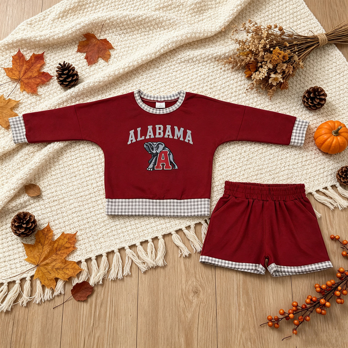NEW RTS NO MOQ GLS0165 Baby Girls Vinyl Alabama Long Sleeve Top Short Team Clothes Sets