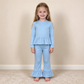 NEW RTS NO MOQ milk silk GLP3748 Baby Girls Light Blue Long Sleeve Tunic Ruffle Pant Clothes Set