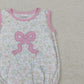 3.30 SR3727 Embroidery Pink Bow Baby Girls Sleeveless Flowers Ruffle Rompers