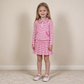 NEW RTS NO MOQ yoga fabric GLD1699(GT1783+GLK0335) Yoga Baby Girls Pink White Striped Half Zip Pocket Long Sleeve Top And Skort Yoga Set