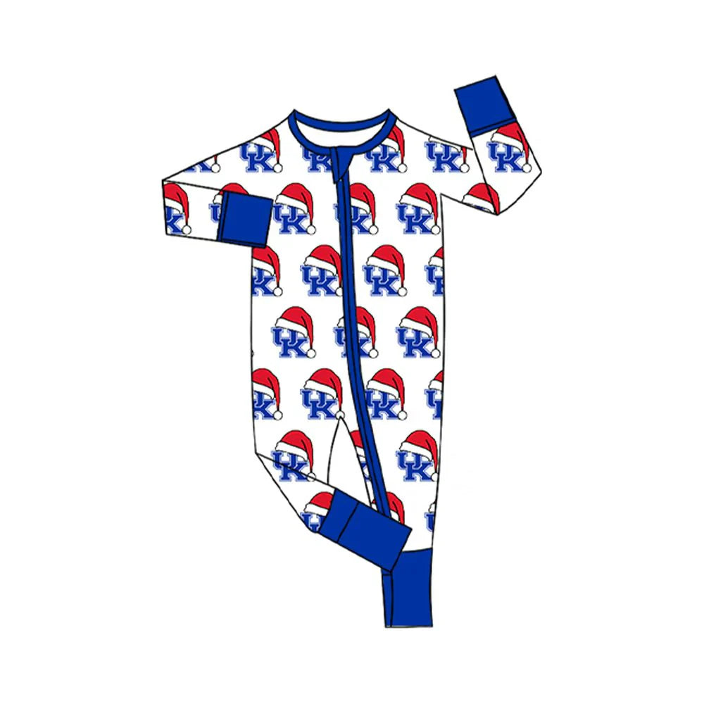 8.13Baby Infant UK Team Team Christmas Zipper Footie Rompers