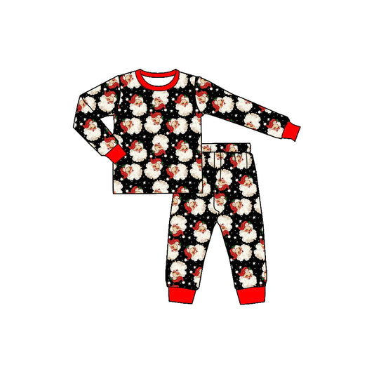 X902Preorder (moq 5)Baby Boys Christmas Santa Black Shirts Pants Pajamas Sets