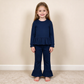 NEW RTS NO MOQ milk silk GLP3750 Baby Girls Navy Long Sleeve Tunic Ruffle Pant Clothes Set