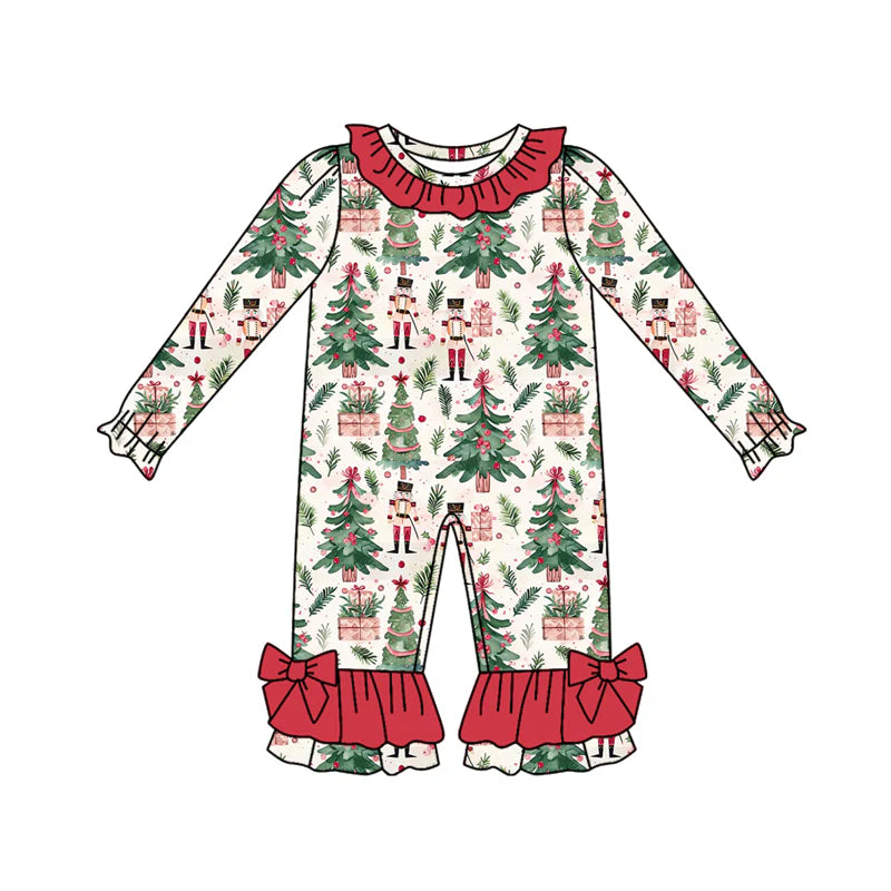 8.2Preorder(moq 5)Baby Infant Girls Christmas Trees Soldiers Plaid Ruffle Pant Rompers