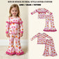 RTS NO MOQ Sibling milk silk Baby Girls Bows Pumpkins Checked Top Flare Pant Fall Clothes Sets