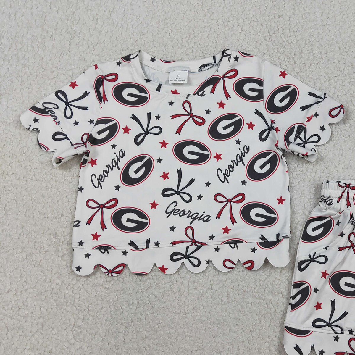 3.30 GSSO3250 Baby Girls Star Bows Scallop Shorts Team Clothes Sets