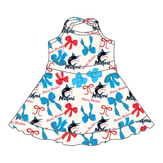 6.28Preorder (moq 5)Baby Girls Strap Bows Plaid Miami Short Ruffle Team Knee Length Dresses