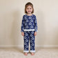NEW RTS NO MOQ milk silk GLP3659 Baby Girls Blue Stars Nativity Top Ruffle Pant Pajamas Clothes Set