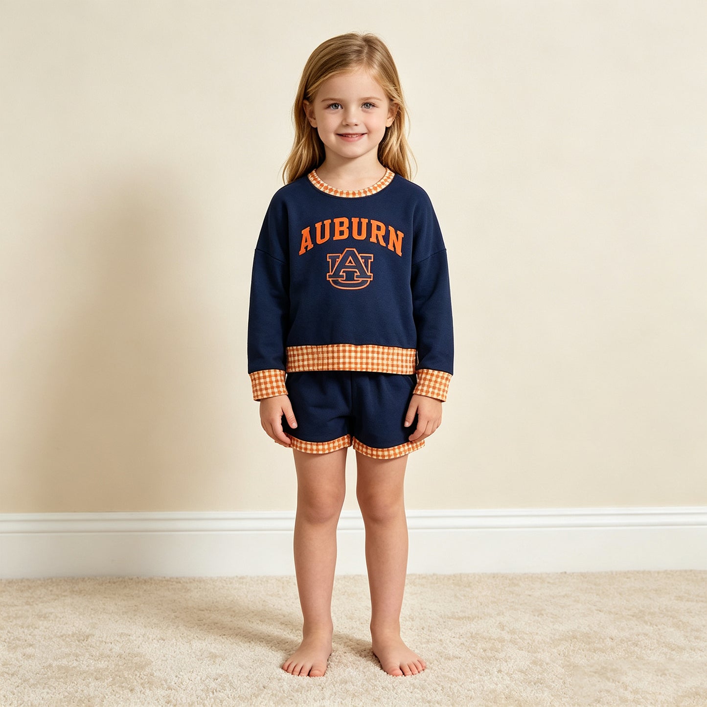 NEW RTS NO MOQ Vinyl GLS0162 Baby Boys Vinyl AU Long Sleeve Top Pockets Short Team Clothes Set