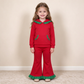 NEW RTS NO MOQ milk silk GLP3751 Baby Boys Red Green Pocket Ruffle Hoodie Flare Pant Clothes Set
