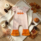 NEW RTS NO MOQ milk silk SR4284 Embroidery Bows Pumpkins Baby Girls Orange Stripe Fall Ruffle Pant Rompers