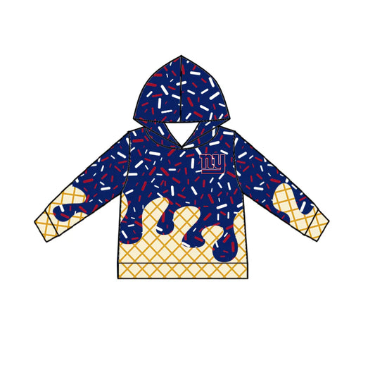 7.2Preorder (moq 5)Baby Boys Long Sleeves Drip Navy NY Team Hoodies Top