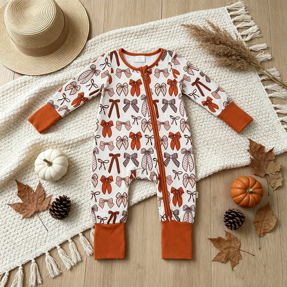 NEW RTS NO MOQ milk silk LR3158 Baby Girls Bows Plaid Fall Two Way Zip Convertible Rompers