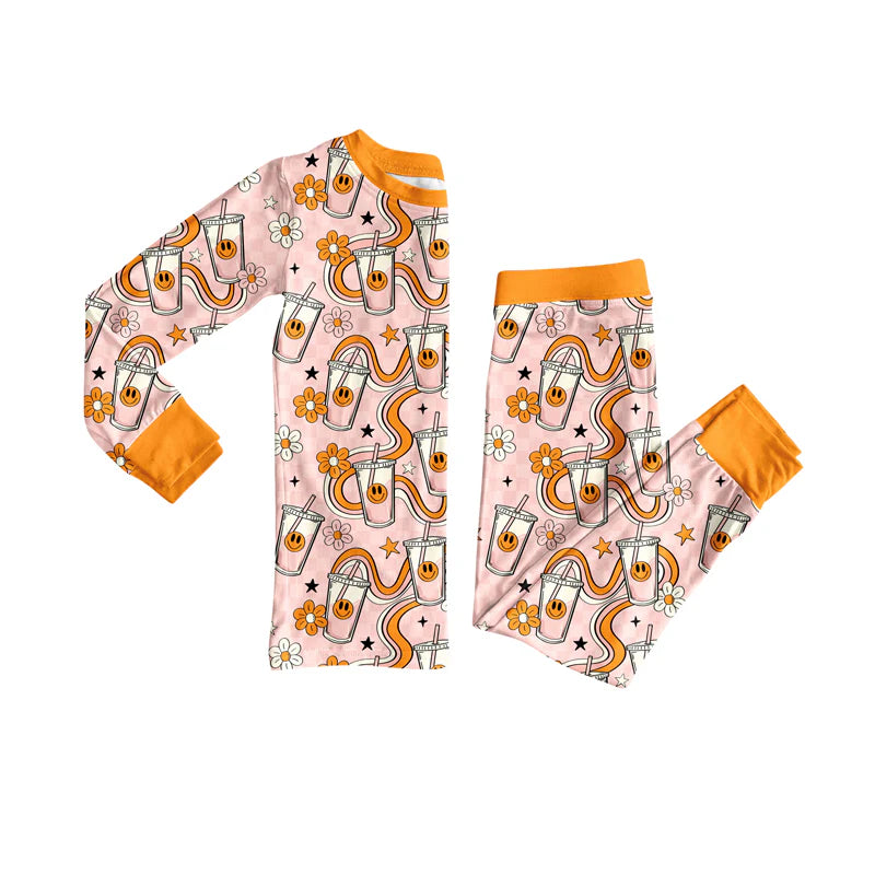 8.4Preorder (moq 5)Baby Girls Long Sleeves Smiles Flowers Top Pant Pajamas Set