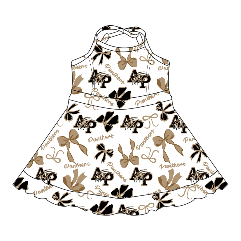 6.11Brown dress with suspenders and bow