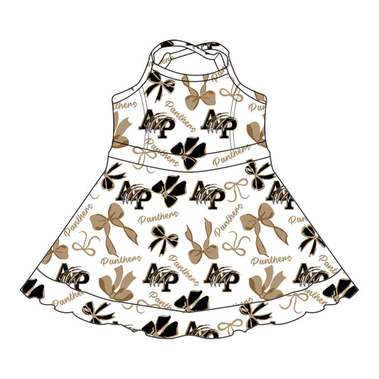 6.11Brown dress with suspenders and bow
