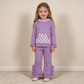 NEW RTS NO MOQ milk silk GLP3710（GT1852+P1162）Baby Girls Lavender Checked Pocket Hoodie Ruffle Pant Casual Outfit