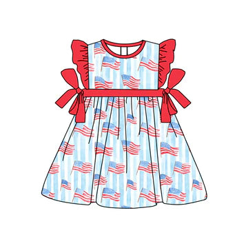 5.8 Red Bow Flying Sleeve Dress