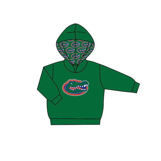 7.29Preorder (moq 5)Baby Boys Dark Green Long Sleeves Crocodiles Team Hoodies Top