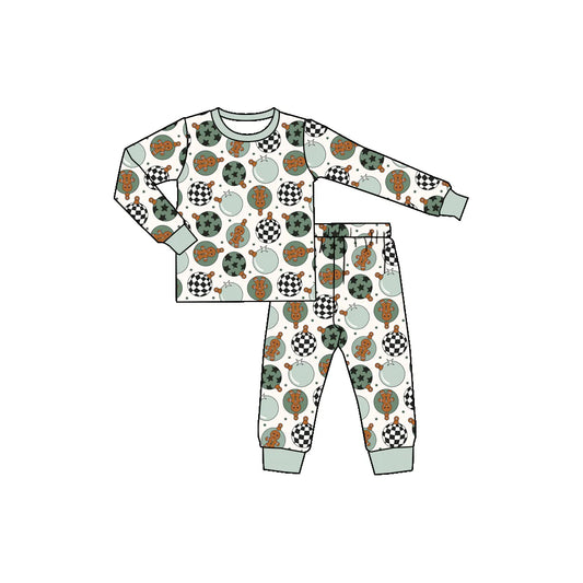 X902Preorder (moq 5)Baby Boys Christmas Green Disco Shirts Pants Pajamas Sets