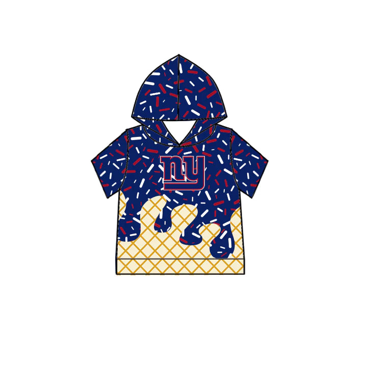 7.3Preorder (moq 5)Baby Boys Short Sleeves Drip Navy NY Team Hoodies Top