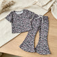 NEW RTS NO MOQ milk silk GSPO1889 Baby Girls Short Sleeve Camo Shirts Top Bell Bottom Pant Sets