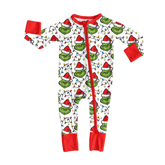 X8.15Baby Infant Boys Grin Frog Christmas Zipper Footie Rompers
