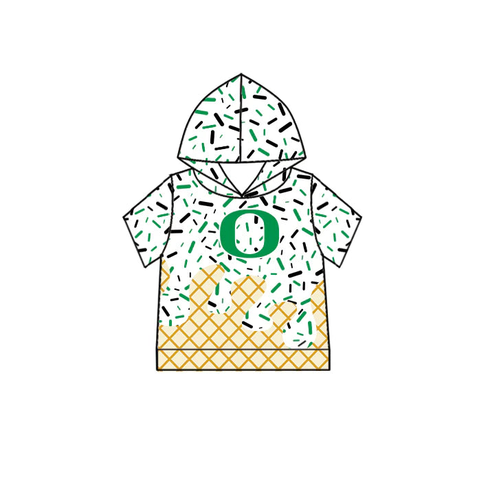 6.30Preorder (moq 5)Baby Boys Green O Short Sleeves Drip Team Hoodies Top
