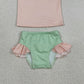 3.30 S0637 Baby Girls Yellow Aqua Blue Pink Patchwork Top Ruffle Bummies Swimsuits