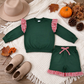 NEW RTS NO MOQ milk silk GLS0220（GT1847+SS1000）Baby Girls Light Green Stripe Flutter Sleeve Top Pockets Ruffle Short Clothes Set