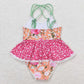 S0249 Floral floral lace pink and orange suspender one-piece swimsuit