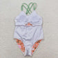 S0249 Floral floral lace pink and orange suspender one-piece swimsuit