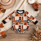 NEW RTS NO MOQ milk silk LR3239 Baby Boys Long Sleeve BOO Ghost Pumpkins Halloween Romper