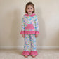 NEW RTS NO MOQ milk silk GLP3518 Baby Girls Watercolor Sea Plants Pocket Ruffle Hoodie Pants Clothes Sets