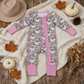 NEW RTS NO MOQ milk silk LR3305 Baby Girls Khaki Camo Santa Christmas Two Way Ruffle Zip Convertible Rompers