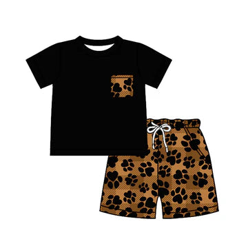 5.1 Boys Black Paw Print Set
