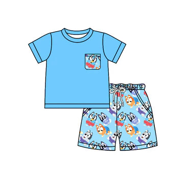 5.5 Cartoon bluey blue short-sleeved suit