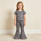 NEW RTS NO MOQ milk silk GSPO1889 Baby Girls Short Sleeve Camo Shirts Top Bell Bottom Pant Sets