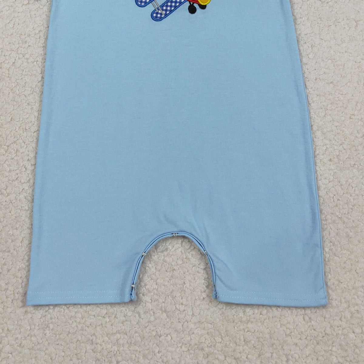3.30 SR3543 Embroidery Planes Baby Boys Blue Short Sleeve Rompers