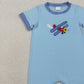 3.30 SR3543 Embroidery Planes Baby Boys Blue Short Sleeve Rompers