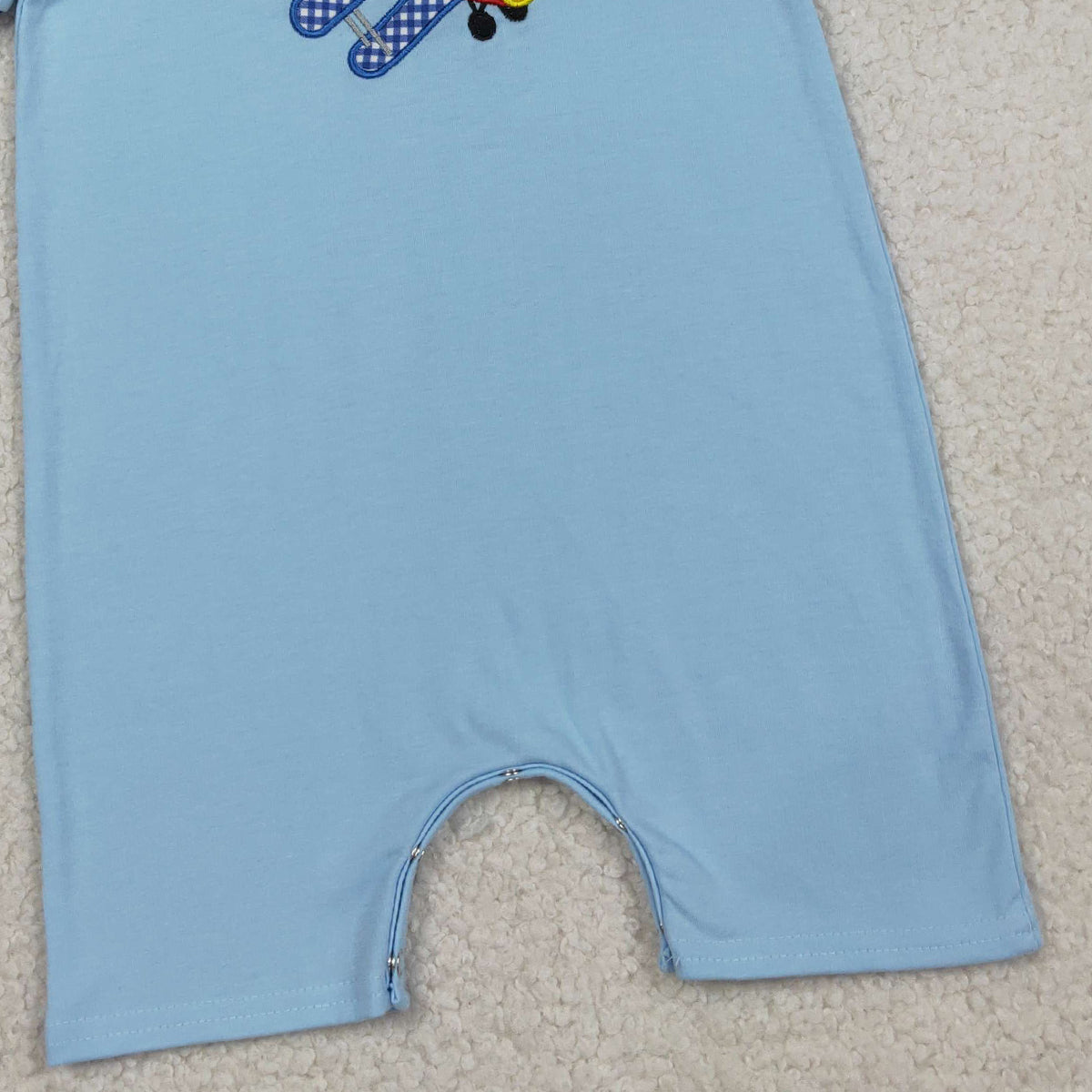 3.30 SR3543 Embroidery Planes Baby Boys Blue Short Sleeve Rompers