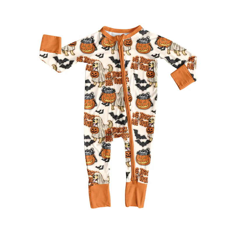 8.4Preorder(moq 5)Baby Infant Boys Ghost Pumpkins Halloween Zipper Rompers